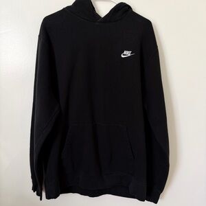 Nike Hoodie Men’s TALL Black Pullover with White Swoosh Logo Size XL